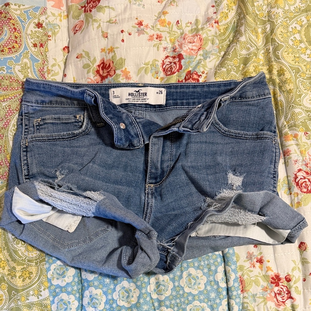 Hollister Blue Ripped Denim Shorts